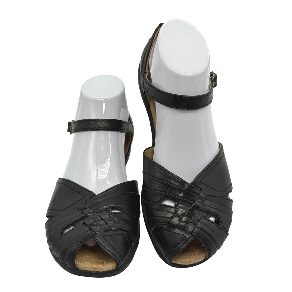 Earth Spirit Sandals Women 7 Black Leather Fisherman Mary Jane Comfort Casual - Picture 8 of 10